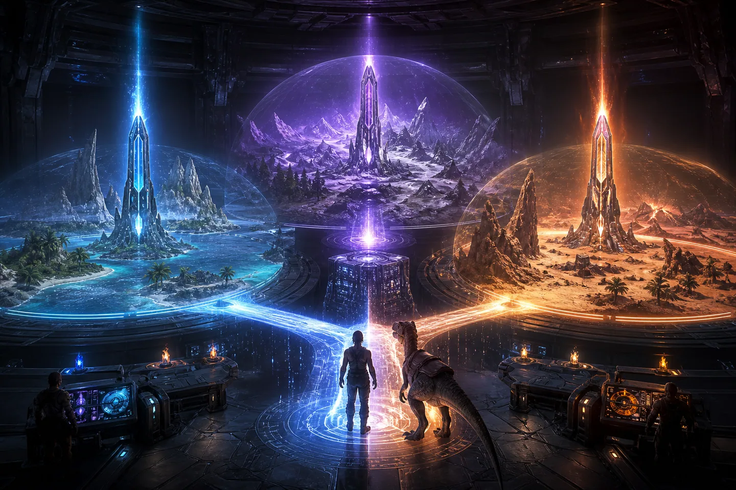Three prehistoric survival maps connected through one transfer cluster